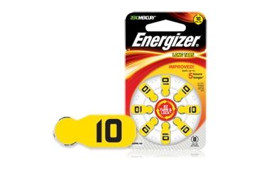Image of Energizer EZ Turn &amp; Lock Size 10 Hearing Aid Batteries, Pack of 8 AZ10DP-8