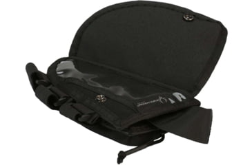 Image of Evolution Outdoor Tactical Rifle Cheek Rest, Ammo Carrier, Polyester, Zippered Utility Pouch, Clear Pocket, Black