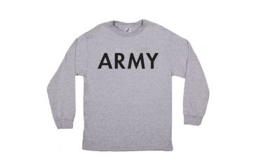 Image of Fox Outdoor Long Sleeve Imprinted T-Shirt, Army - Heather Grey - Black Imprint, Small, 64-62 S
