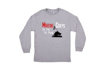 Image of Fox Outdoor Long Sleeve Imprinted T-Shirt, Marine Corp - Heather Grey, Extra Large, 64-6341 XL