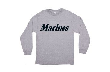 Image of Fox Outdoor Long Sleeve Imprinted T-Shirt, Marines - Heather Grey - Black Imprint, Large, 64-63 L