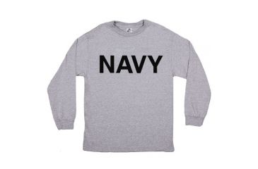 Image of Fox Outdoor Long Sleeve Imprinted T-Shirt, Navy - Heather Grey, Large, 64-64 L