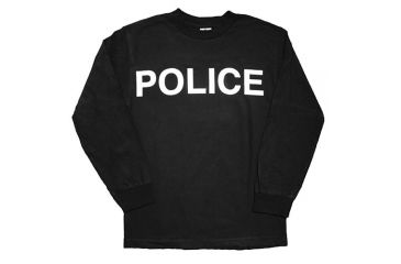 Image of Fox Outdoor Long Sleeve Imprinted T-Shirt, Police - Black - White Imprint, Large, 64-648 L