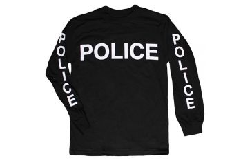 Image of Fox Outdoor Long Sleeve Imprinted T-Shirt, Police - Black - White Imprint on Sleeve, Medium, 64-6488 M