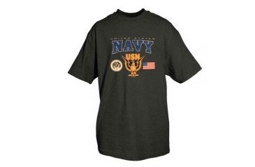 Image of Fox Outdoor Navy One-Sided Imprinted T-Shirt, USN with Logos / Navy, Large, 64-43 L