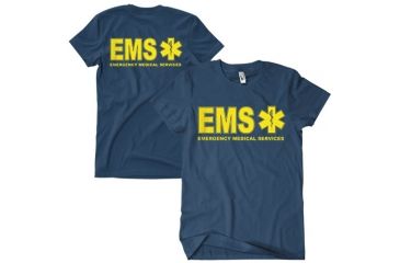 Image of Fox Outdoor Two-Sided Imprinted T-Shirt - Men's, Large, EMS - Navy - Gold Imprint, 64-627 L