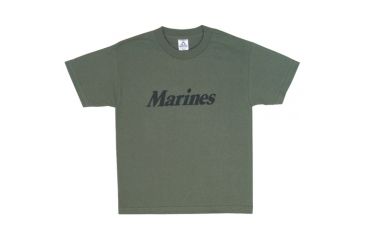 Image of Fox Outdoor Youths Imprinted T-Shirt, Marines - Olive Drab, Extra Large, 64-815 XL