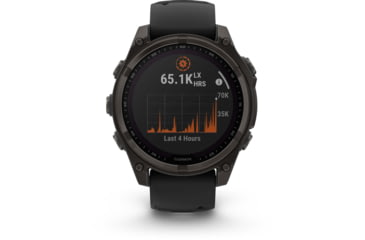 Image of Garmin fenix 8 Sapphire Solar Edition 47mm GPS Watch, Carbon Gray DLC Titanium with Black/Pebble Gray Silicone, 010-02906-10