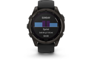Image of Garmin fenix 8 Sapphire Solar Edition 47mm GPS Watch, Carbon Gray DLC Titanium with Black/Pebble Gray Silicone, 010-02906-10