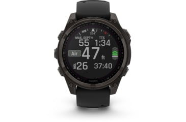 Image of Garmin fenix 8 Sapphire Solar Edition 47mm GPS Watch, Carbon Gray DLC Titanium with Black/Pebble Gray Silicone, 010-02906-10