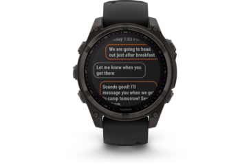 Image of Garmin fenix 8 Sapphire Solar Edition 47mm GPS Watch, Carbon Gray DLC Titanium with Black/Pebble Gray Silicone, 010-02906-10