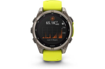 Image of Garmin fenix 8 Sapphire Solar Edition 47mm GPS Watch, Titanium with Amp Yellow/Graphite Silicone, 010-02906-20