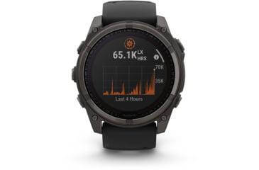 Image of Garmin fenix 8 Sapphire Solar Edition 51mm GPS Watch, Carbon Gray DLC Titanium with Black/Pebble Gray Silicone, 010-02907-10