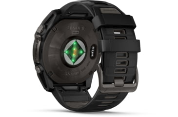 Image of Garmin fenix 8 Sapphire Solar Edition 51mm GPS Watch, Carbon Gray DLC Titanium with Black/Pebble Gray Silicone, 010-02907-10