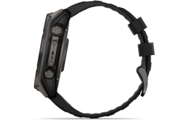 Image of Garmin fenix 8 Sapphire Solar Edition 51mm GPS Watch, Carbon Gray DLC Titanium with Black/Pebble Gray Silicone, 010-02907-10