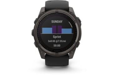 Image of Garmin fenix 8 Sapphire Solar Edition 51mm GPS Watch, Carbon Gray DLC Titanium with Black/Pebble Gray Silicone, 010-02907-10