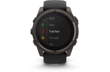 Image of Garmin fenix 8 Sapphire Solar Edition 51mm GPS Watch, Carbon Gray DLC Titanium with Black/Pebble Gray Silicone, 010-02907-10