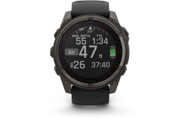 Image of Garmin fenix 8 Sapphire Solar Edition 51mm GPS Watch, Carbon Gray DLC Titanium with Black/Pebble Gray Silicone, 010-02907-10