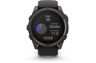 Image of Garmin fenix 8 Sapphire Solar Edition 51mm GPS Watch, Carbon Gray DLC Titanium with Black/Pebble Gray Silicone, 010-02907-10