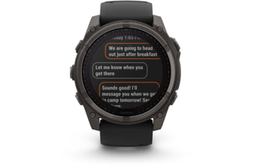 Image of Garmin fenix 8 Sapphire Solar Edition 51mm GPS Watch, Carbon Gray DLC Titanium with Black/Pebble Gray Silicone, 010-02907-10