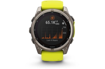 Image of Garmin fenix 8 Sapphire Solar Edition 51mm GPS Watch, Titanium with Amp Yellow/Graphite Silicone, 010-02907-20