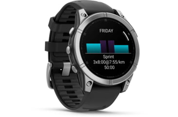 Image of Garmin fenix E AMOLED 47mm GPS Watch, Slate Gray Steel with Black Silicone Band, 010-03025-03