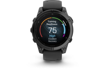 Image of Garmin fenix E AMOLED 47mm GPS Watch, Slate Gray Steel with Black Silicone Band, 010-03025-03