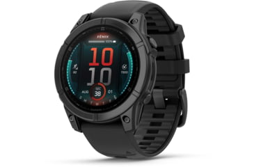 Image of Garmin fenix E AMOLED 47mm GPS Watch, Slate Gray Steel with Black Silicone Band, 010-03025-03