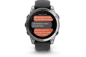 Image of Garmin fenix E AMOLED 47mm GPS Watch, Stainless Steel with Black Silicone Band, 010-03025-02