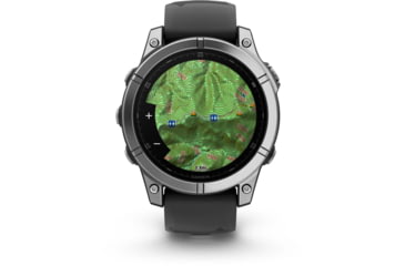 Image of Garmin fenix E AMOLED 47mm GPS Watch, Stainless Steel with Black Silicone Band, 010-03025-02