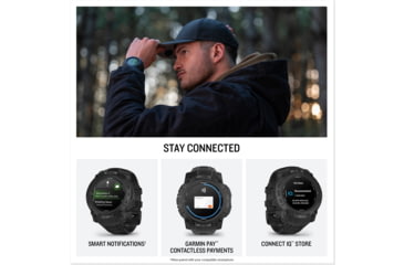 Image of Garmin Instinct 3 Amoled Tactical Watch, Black, 50mm, Polymer/Aluminum, Black, Silicone, 010-03020-50