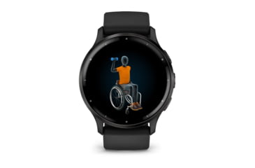 Image of Garmin Venu 3 Watch, Slate Stainless Steel Bezel w/ Black Case and Silicone Band, 010-02784-01