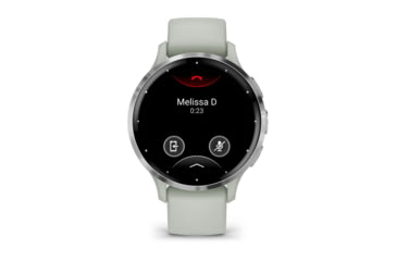 Image of Garmin Venu 3S Watch, Silver Stainless Steel Bezel w/ Sage Gray Case and Silicone Band, 010-02785-01