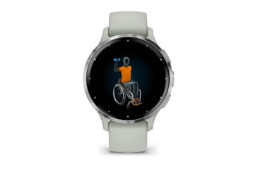 Image of Garmin Venu 3S Watch, Silver Stainless Steel Bezel w/ Sage Gray Case and Silicone Band, 010-02785-01
