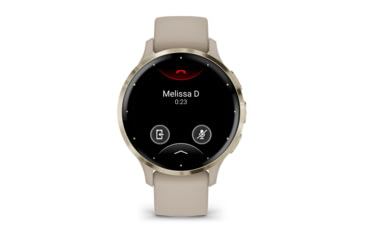 Image of Garmin Venu 3S Watch, Soft Gold Stainless Steel Bezel w/ French Gray Case and Silicone Band, 010-02785-02