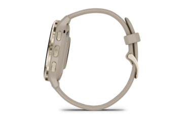 Image of Garmin Venu 3S Watch, Soft Gold Stainless Steel Bezel w/ French Gray Case and Silicone Band, 010-02785-02