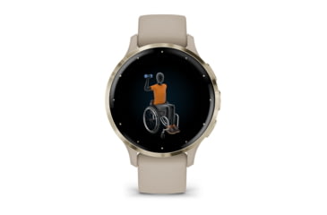 Image of Garmin Venu 3S Watch, Soft Gold Stainless Steel Bezel w/ French Gray Case and Silicone Band, 010-02785-02