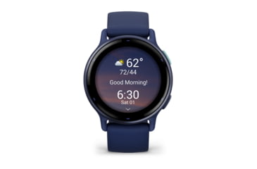 Image of Garmin Vivoactive 5 Watch, Metallic Navy Aluminum Bezel w/ Navy Case and Silicone Band, 010-02862-12