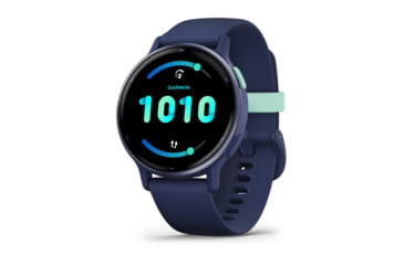 Image of Garmin Vivoactive 5 Watch, Metallic Navy Aluminum Bezel w/ Navy Case and Silicone Band, 010-02862-12
