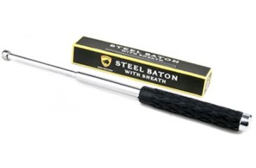 Image of Guard Dog Security 16in Steel Baton w/ Rubber Grip Handle, Nylon Sheath w/ Ring, 2-Part Box, Silver BT-GD16SL