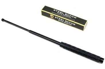 Image of Guard Dog Security 21in Steel Baton w/ Rubber Grip Handle, Nylon Sheath w/ Ring, 2-Part Box, Black BT-GD21BK