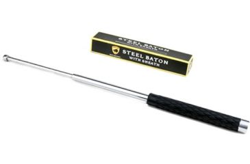 Image of Guard Dog Security 21in Steel Baton w/ Rubber Grip Handle, Nylon Sheath w/ Ring, 2-Part Box, Silver BT-GD21SL