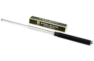 Image of Guard Dog Security 26in Steel Baton w/ Rubber Grip Handle, Nylon Sheath w/ Ring, 2-Part Box, Silver BT-GD26SL