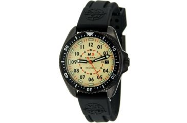 Image of H3 Tactical H3.202351.09b Field Ops Mens Watch - Black Bezel, Black Rubber Band, Khaki Dial 
