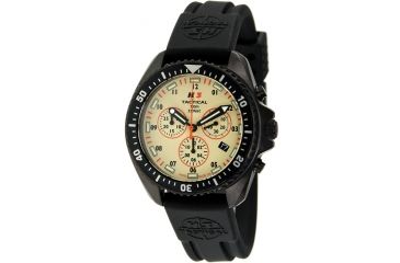 Image of H3 Tactical H3.222351.09b Field Ops Mens Watch - Timer, Khaki Dial, Black Rubber Band 