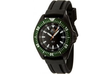 Image of H3 Tactical H3.15014 Green Shadow 1 Mens Watch - Black Dial, Black Rubber Band, Green Bezel 