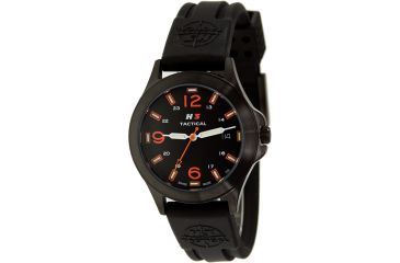 Image of H3 Tactical H3.602233.09 Colors Mens Watch - Black Rubber Band, Black Dial, Orange Markers