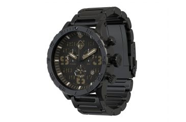 Image of Hazard 4 Heavy Water Diver, 50mm Titanium Chrono tiBracelet Watch with Tritium, Black Dial, Earth Texts, Green/Yellow Tritium, HWD-TIPV-CH-B-KE-GGYG