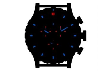 Image of Hazard 4 Heavy Water Diver, 50mm Titanium Chrono tiBracelet Watch with Tritium, Black Dial, White Texts, Blue/Red Tritium, HWD-TIPV-CH-B-KW-BBRB