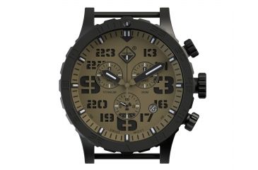 Image of Hazard 4 Heavy Water Diver, 50mm Titanium Chrono tiBracelet Watch with Tritium, Earth Dial, Black Texts, Green/Yellow Tritium, HWD-TIPV-CH-B-EK-GGYG